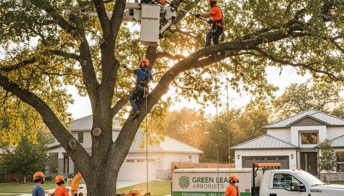 Arborist performing professional tree pruning in Aurora, IL for healthy residential trees